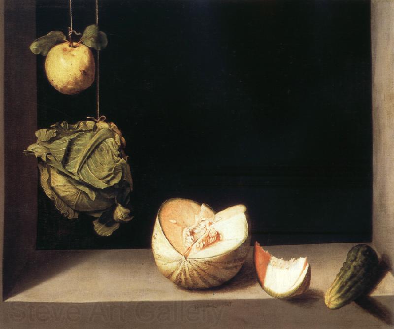 Juan Sanchez-Cotan Still life with quince,cabbage,Melon and Cucumber France oil painting art